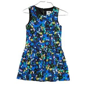 Girl's MILLY Minis Blue Jewel Print Sleeveless Lined Drop Waist Dress Size 8